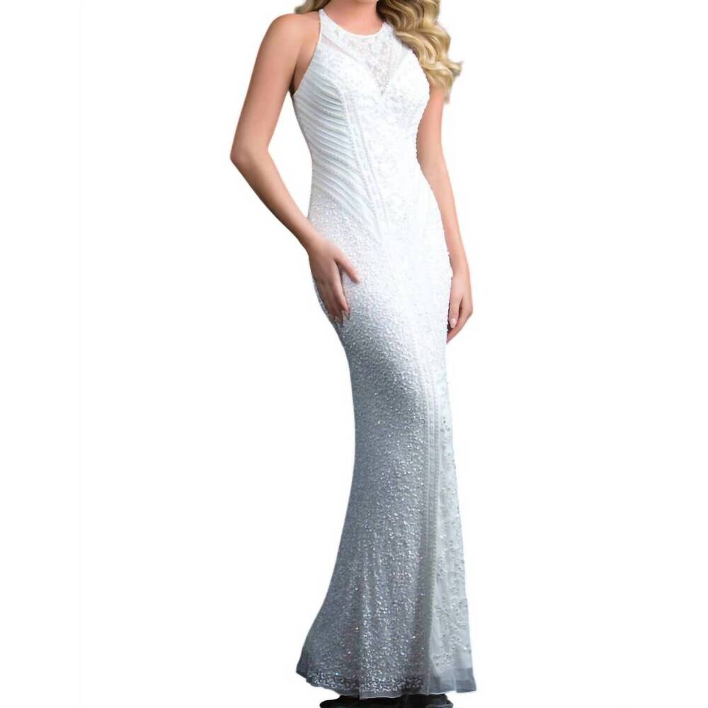 NEW SCALA beaded evening gown in ivory